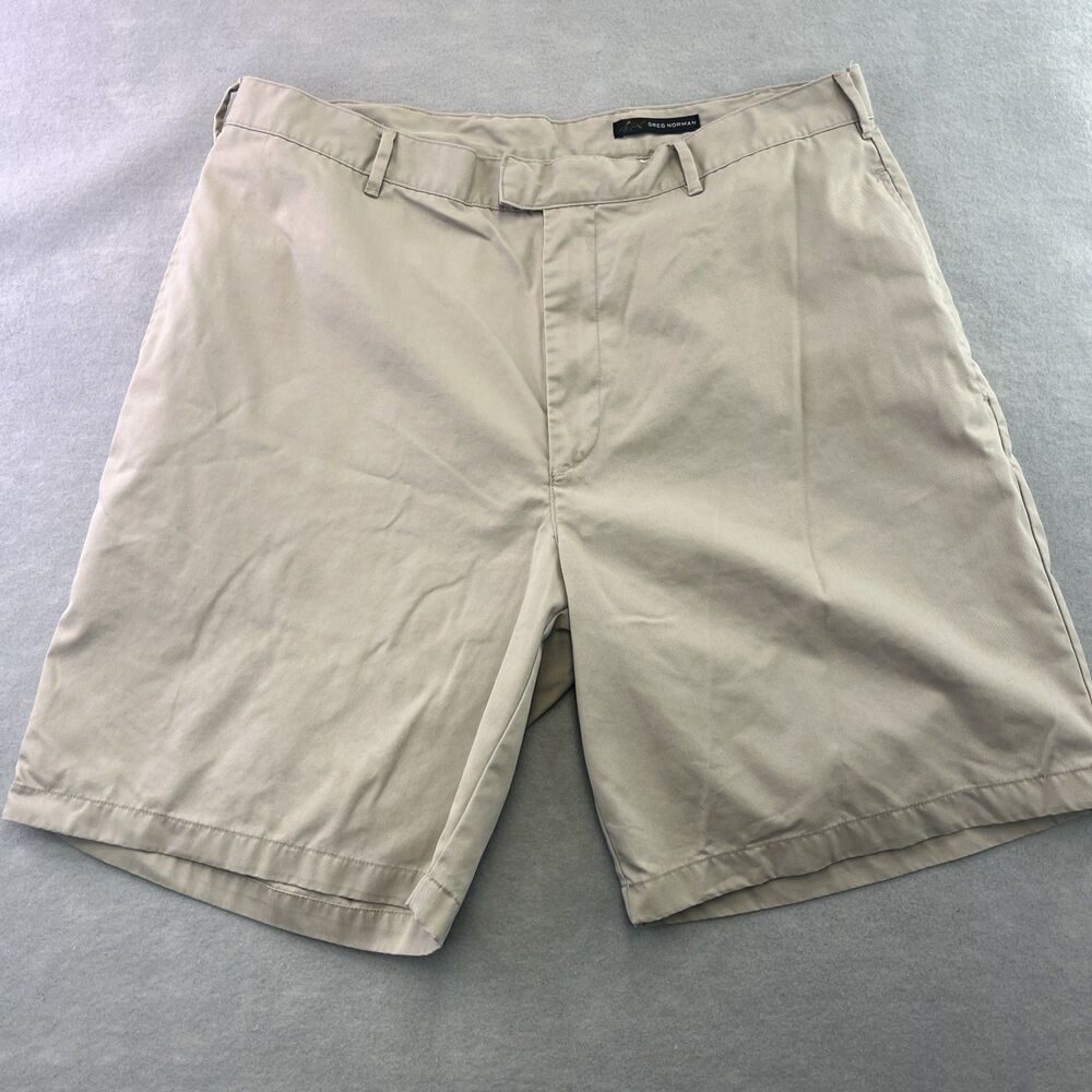 Greg Norman Mens Size 40 Golf Shorts Beigh Khaki 100% Cotton